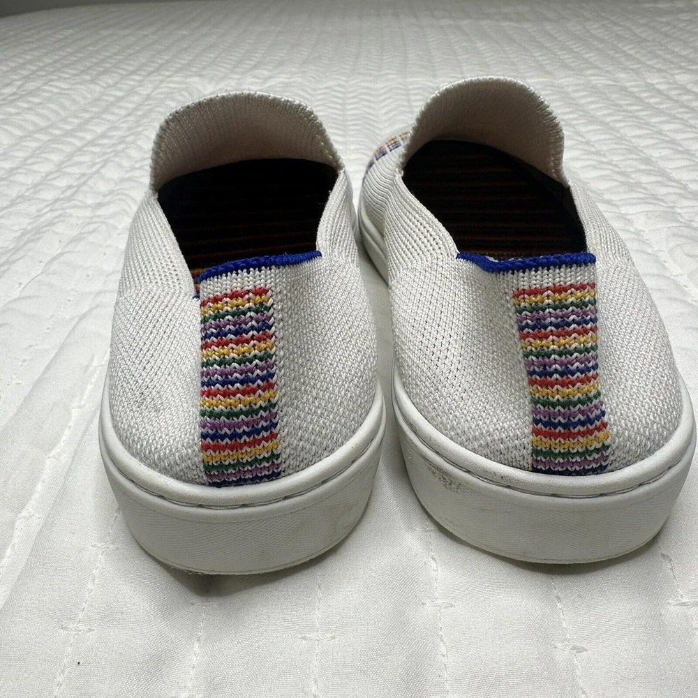 Rothy's‎ The Kids Sneaker White Rainbow Knit Fabric Slip On Casual~Girls US 3